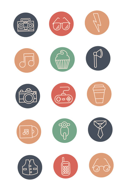 bundle of hipster style set icons - Διάνυσμα, εικόνα