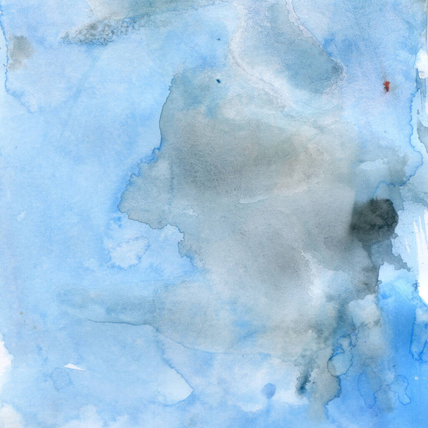 Watercolor illustration. Texture. Watercolor transparent stain. Blur spray Blue color - Valokuva, kuva