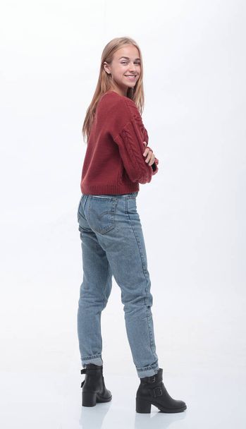 full length . modern young woman stepping forward - Fotó, kép