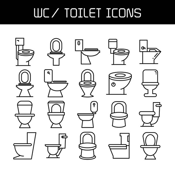 WC. Toilettensymbole setzen Vektorlinien-Design  - Vektor, Bild