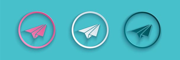 Paper cut Paper plane icon isolated on blue background. Paper airplane icon. Aircraft sign. Paper art style. Vector Illustration - Vector, Image
