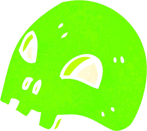 retro cartoon glowing green skull symbol - Vektor, obrázek