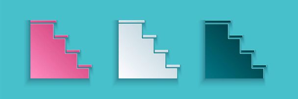 Icône d'escalier en papier isolé sur fond bleu. Style art du papier. Illustration vectorielle
 - Vecteur, image
