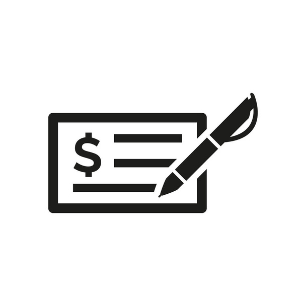Icono de cheque de dinero sobre fondo blanco. Ilustración vectorial
 - Vector, imagen
