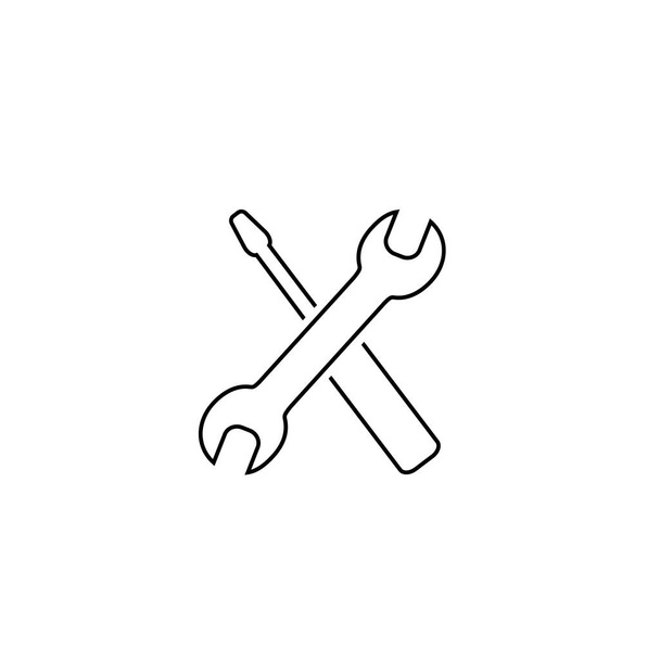 Screwdriver with key line icon symbol. Premium quality isolated equipment element in trendy style. Vector - Vector, Image