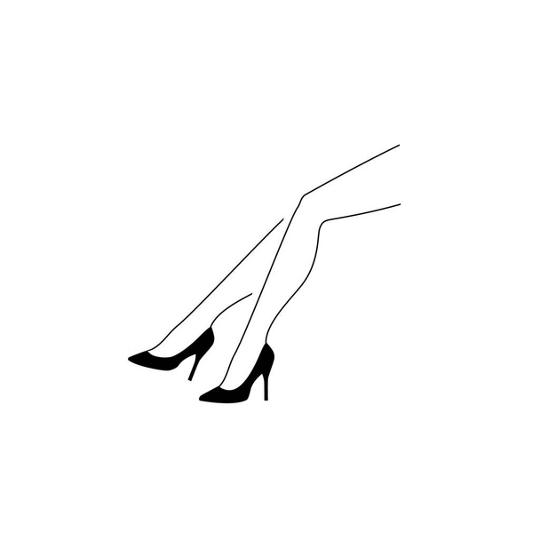 Beyaz bir arkaplanda izole edilmiş, ayakkabı ikonu olan bir kadının tek renkli vektör çizimi - Vektör, Görsel