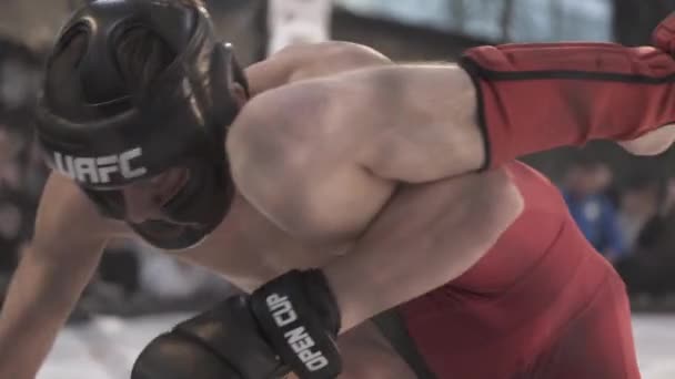 Fight in the MMA octagon. Slow motion. Kyiv. Ukraine - Materiaali, video