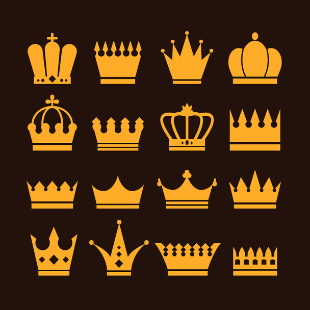 Corona aislada dorada sobre fondo negro. ilustración de diseño gráfico plano vectorial
 - Vector, Imagen