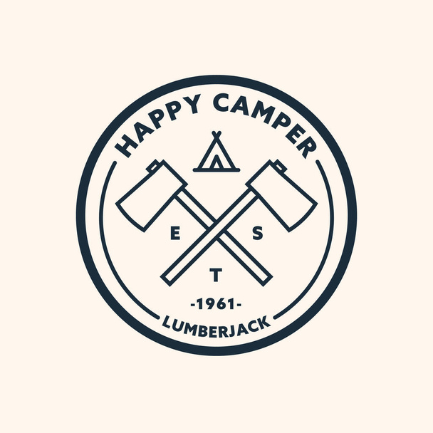 Lumberjack ronde logo sjabloon. Vectorillustratie. - Vector, afbeelding