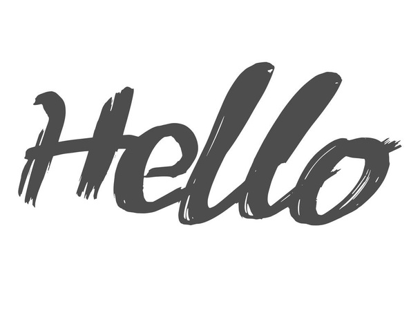 Vektor, kézzel írt felirat "hello". A konceptuális nyomtatás, formatervezés, tipográfia, üdvözlet motívumai - Vektor, kép