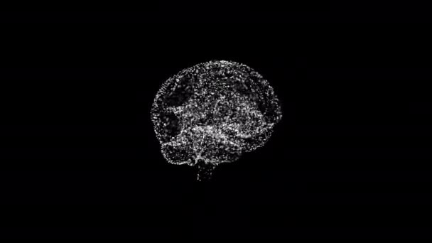 Verlichtende abstracte hersenstructuur draaiend in duisternis. - Video