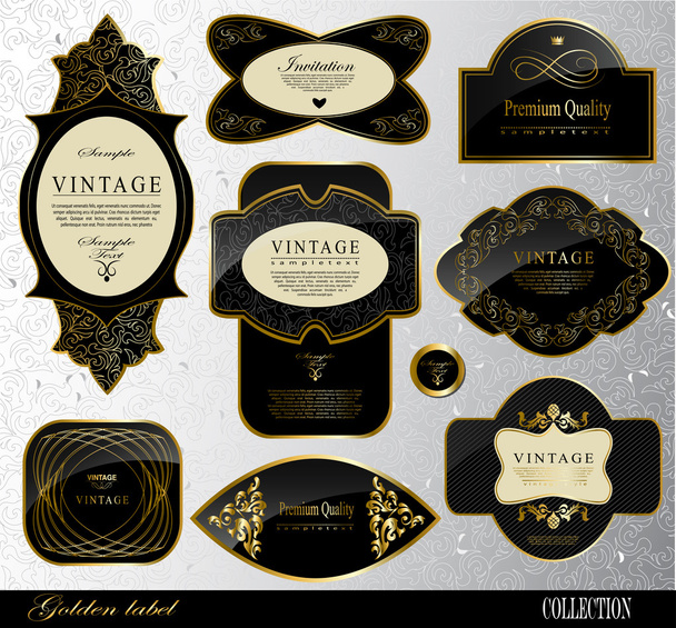 Black gold labels - Vektor, obrázek