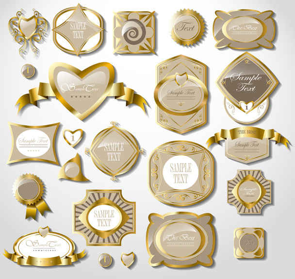 Ретро-винтажный набор этикетки из белого золота
 - Вектор,изображение