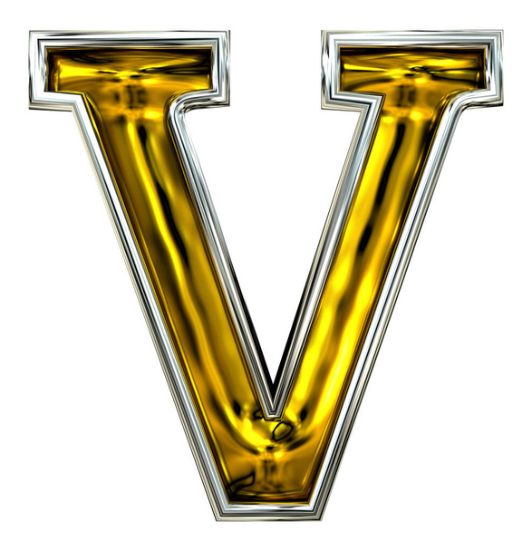 3d Golden Letter Symbol V Isolated On White Background, 3d Letter