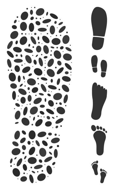 Dot Collage Boot Footprint - Vector, Image