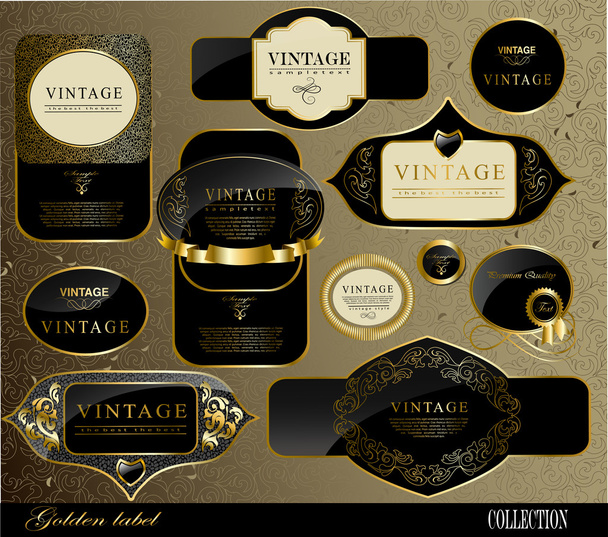 Black gold labels - Vector, afbeelding
