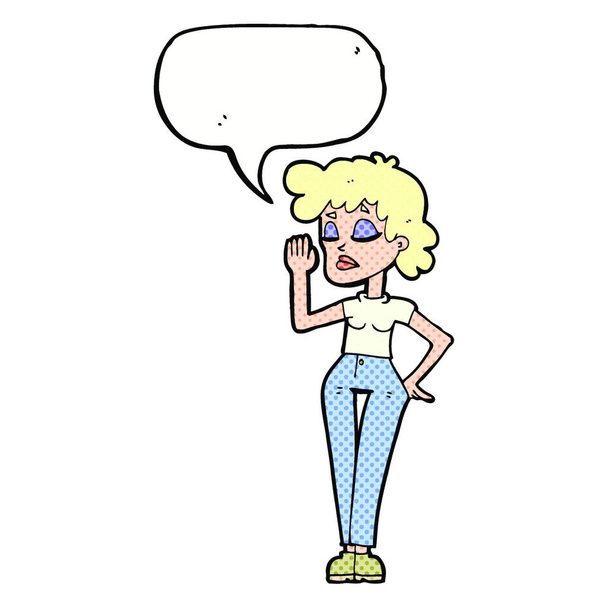 cartoon woman ignoring with speech bubble - Vetor, Imagem