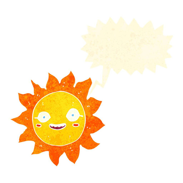 cartoon happy sun with speech bubble - Vector, afbeelding