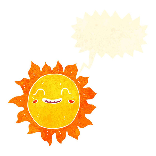 cartoon happy sun with speech bubble - Vector, Image