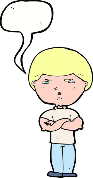 cartoon grumpy man with speech bubble - Vektor, obrázek