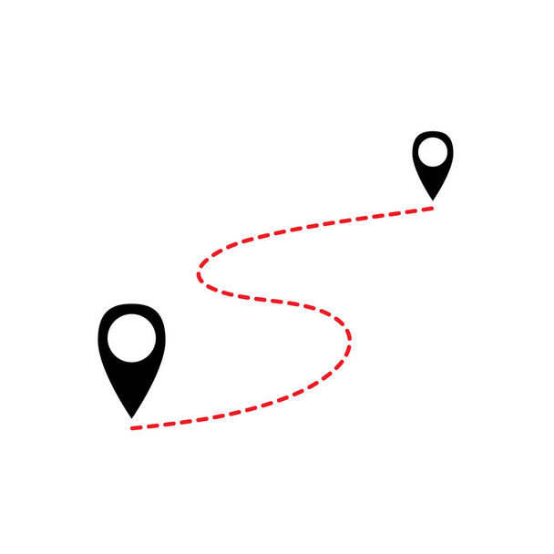 Two connected geolocation signs. Distance signs. Road. Transport route. Vector illustration. - Vector, Imagen