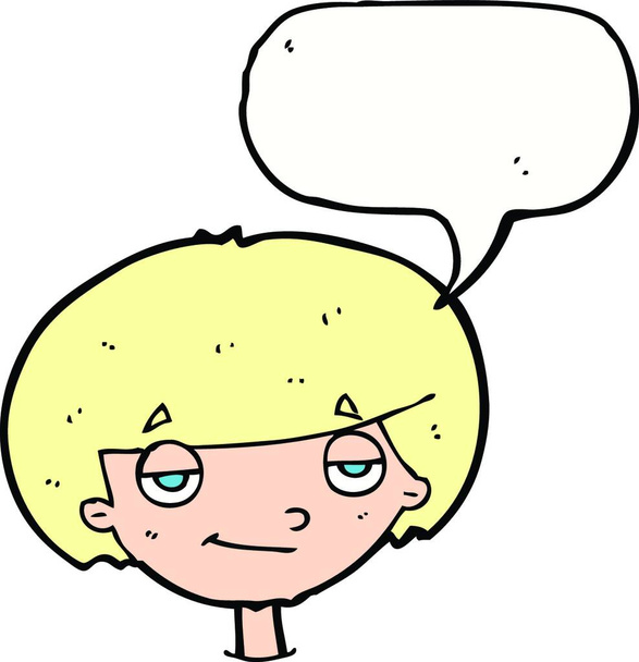 cartoon smug looking boy with speech bubble - Vector, Imagen