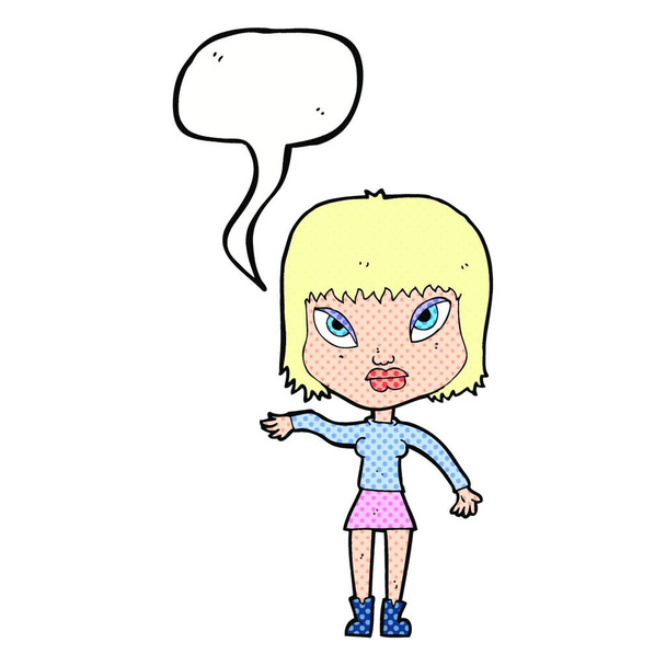 cartoon woman making gesture with speech bubble - Vector, Image