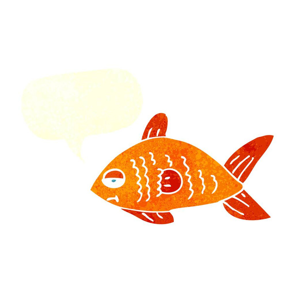 cartoon funny fish with speech bubble - Vettoriali, immagini