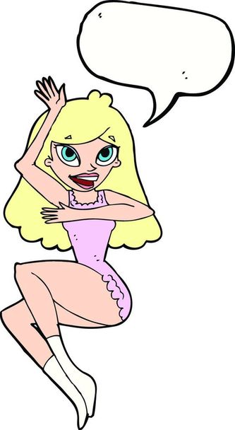 cartoon woman in lingerie with speech bubble - Вектор, зображення