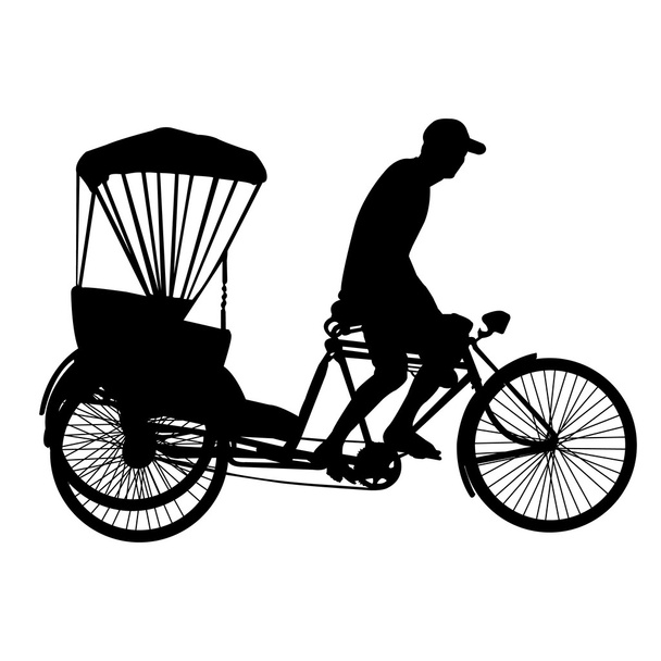 Dreirad Fahrrad Taxi Silhouette Vektor - Vektor, Bild