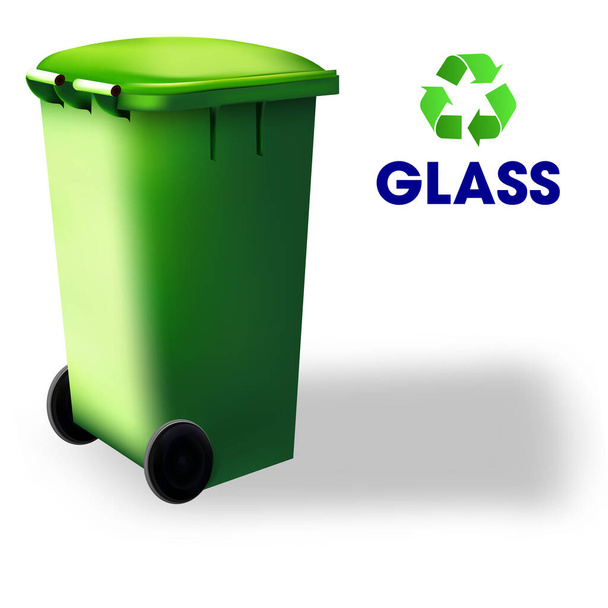 Trashcan recycled container. Street dustbin set. Sorting eco system bin. Vector collection of recycled symbol on colorful bin. - Vector, Image