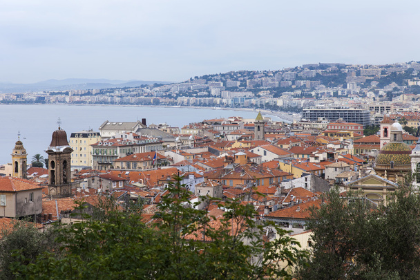 France , Nice, October 14, 2014 . View of the city and the coast from the Bay of Angels Hill Chateau - Foto, Bild