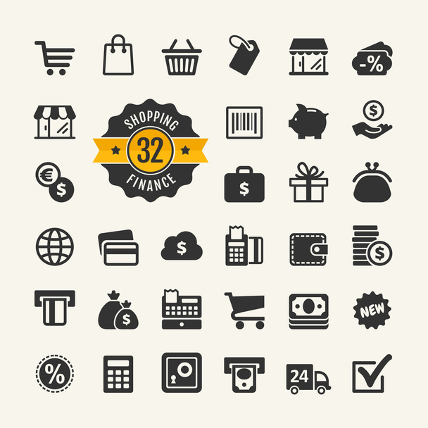 webové ikony set - nakupování, peníze, finance - Vektor, obrázek