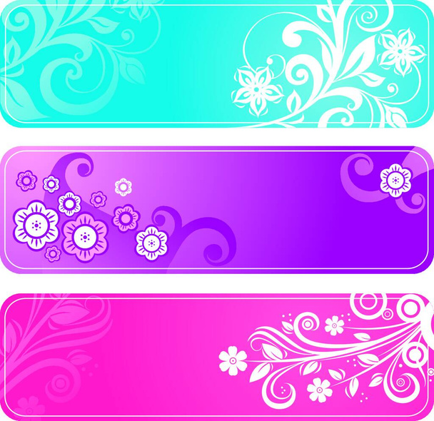 vector colorful set of floral banners, art - Vector, Imagen