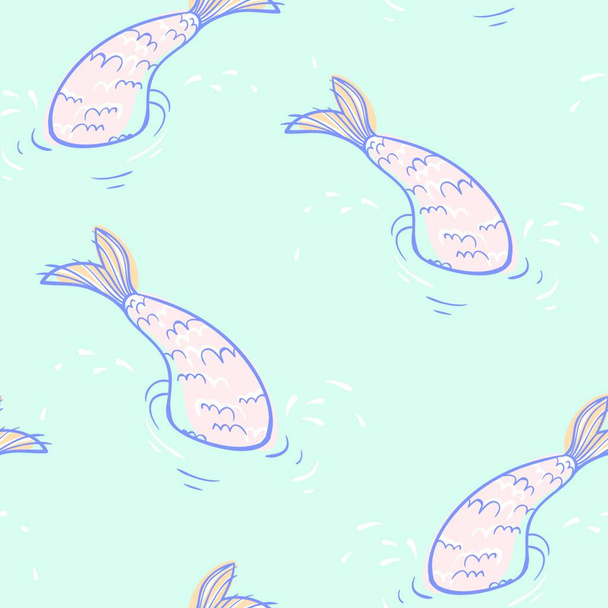 vector seamless pattern with jumping fish - Vecteur, image