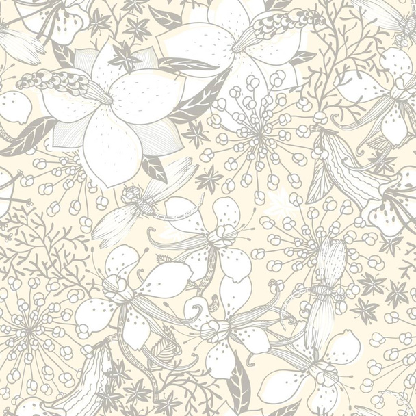 vector floral seamless pattern - Вектор,изображение