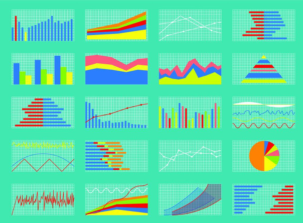 Set of Graphs and Charts. Data and Statistic, Informative Infographics. Vector Illustration. EPS10 - Wektor, obraz