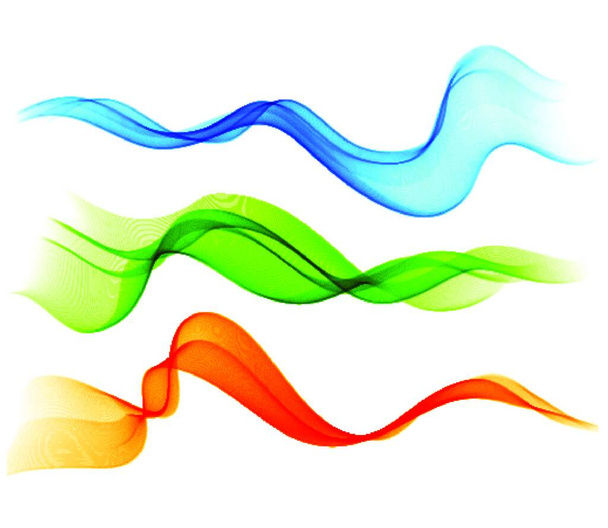 Vector Set of color transparent smoky wave for brochure design - Vektor, kép