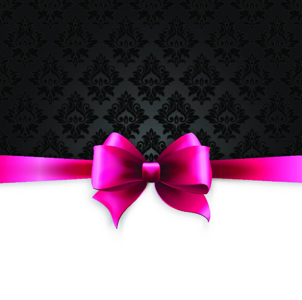 Vector Invitation card with Pink holiday ribbon on vintage background. Invitation card with Pink holiday ribbon on vintage background - Вектор,изображение