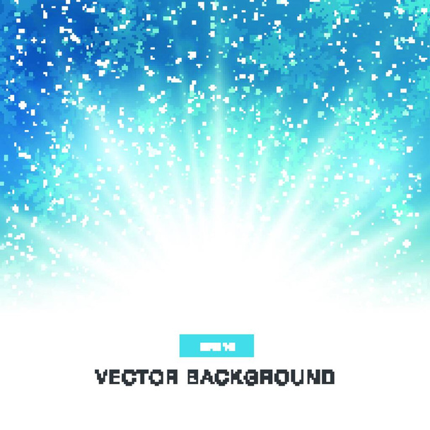 falling snow on the blue background with magic light vector - Vektor, Bild