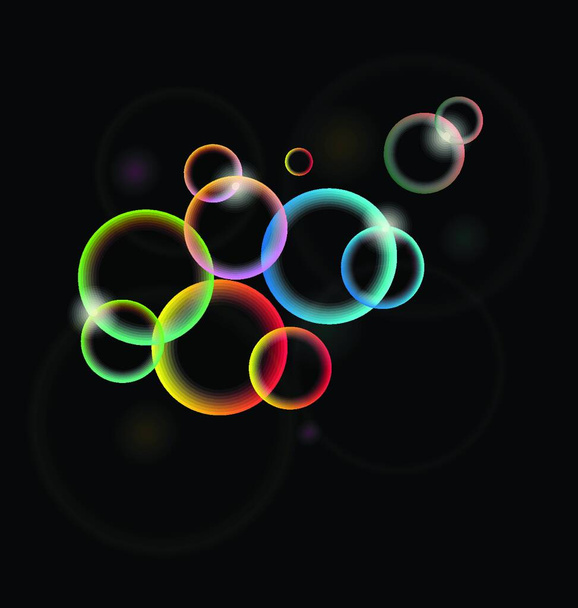 Illustration set of multicolor illuminated circle for design card or flyer - vector - Vetor, Imagem
