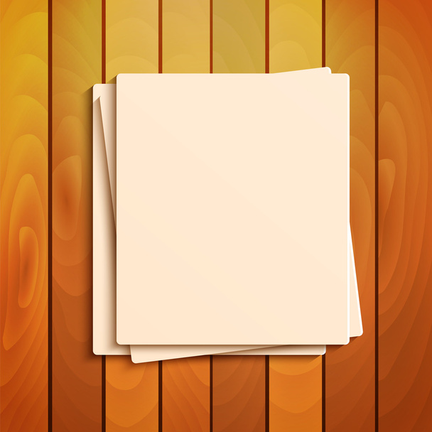 Blank sheets of paper on the background a wooden surface.station - Vector, Image