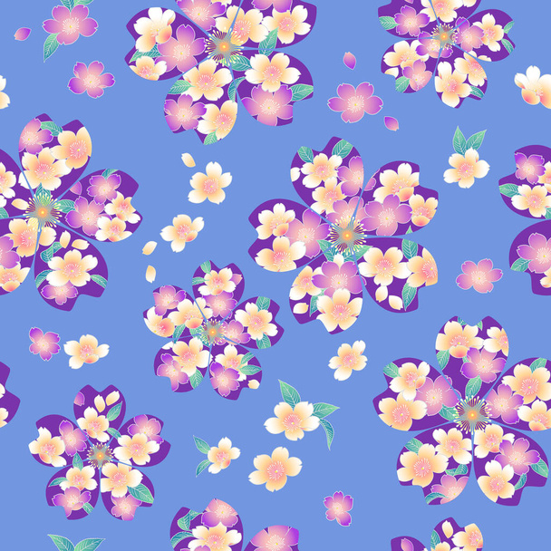 Seamless pattern of a cherry blossom used for a kimono, - Vecteur, image