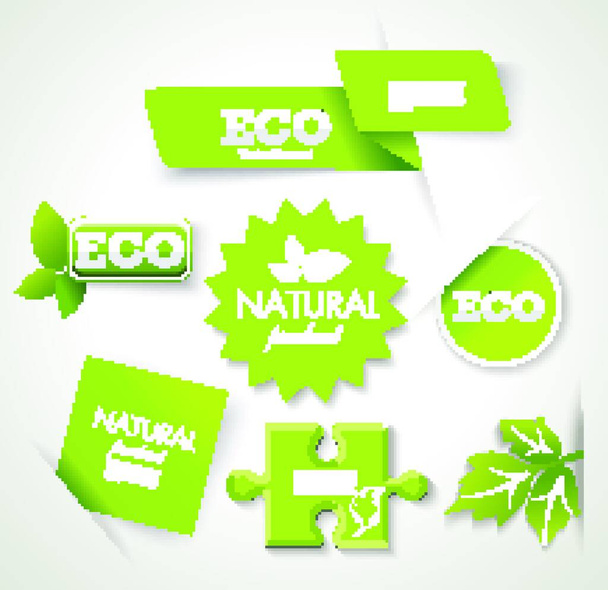 Set of eco, green, natural badges, labels, banners, stickers, vector. - Vecteur, image
