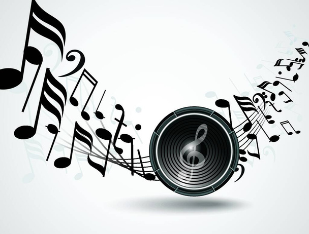 Vector background with  audio speake and music notes. - Vettoriali, immagini