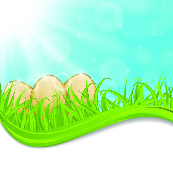 Illustration april background with Easter colorful eggs  - vector - Vektör, Görsel