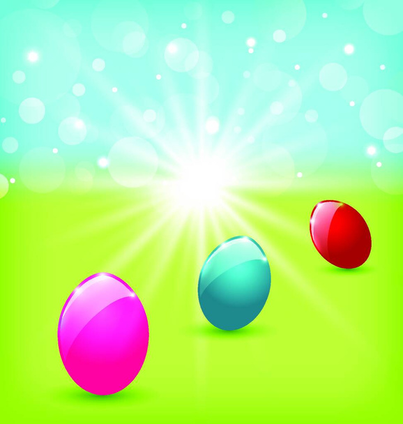 Illustration Easter background with colorful eggs - vector - Vector, Imagen