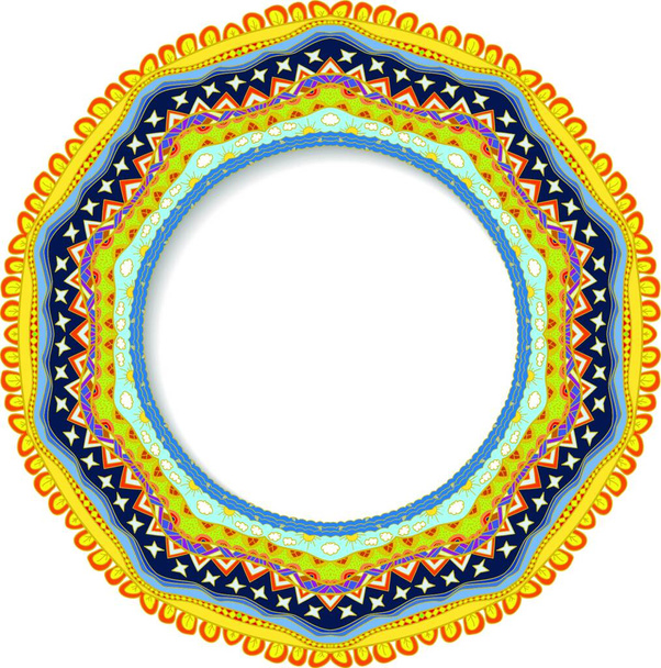Geometric decorative round rosette in the Mexican style with space for your text. Vector illustration - Διάνυσμα, εικόνα