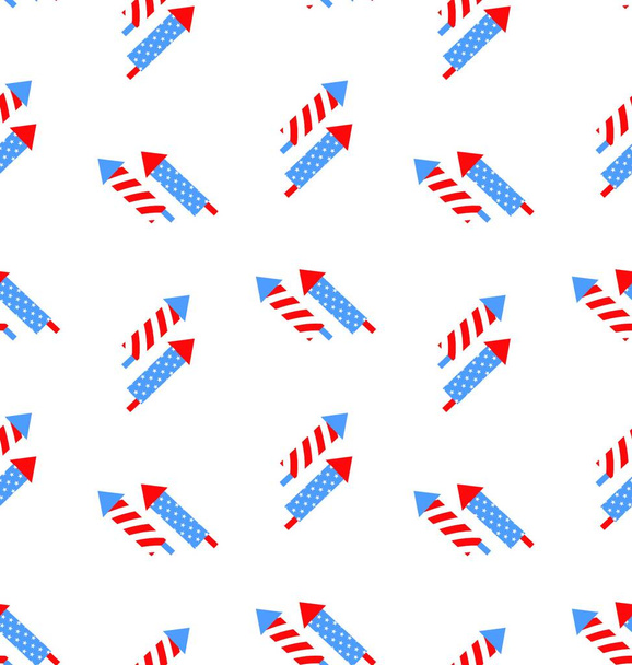 Illustration Seamless Texture Rocket for Independence Day of America, US National Colors - Vector - Vector, Imagen