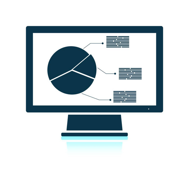 Monitor with analytics diagram icon. Shadow reflection design. Vector illustration. - Vector, Image